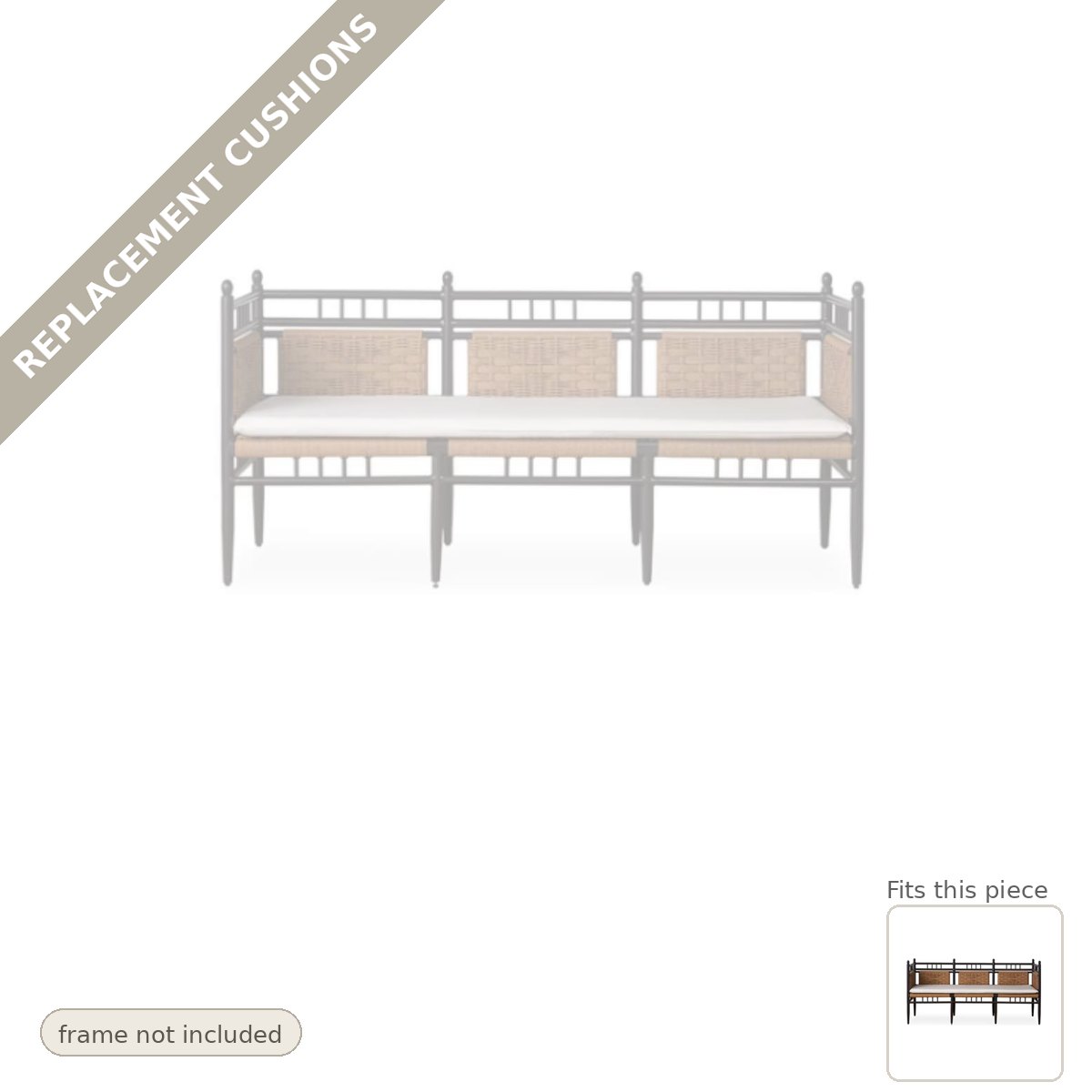 Cushions: Replacement Cushion For Low Country 3-Seat Garden Bench - Made to Order in the USA