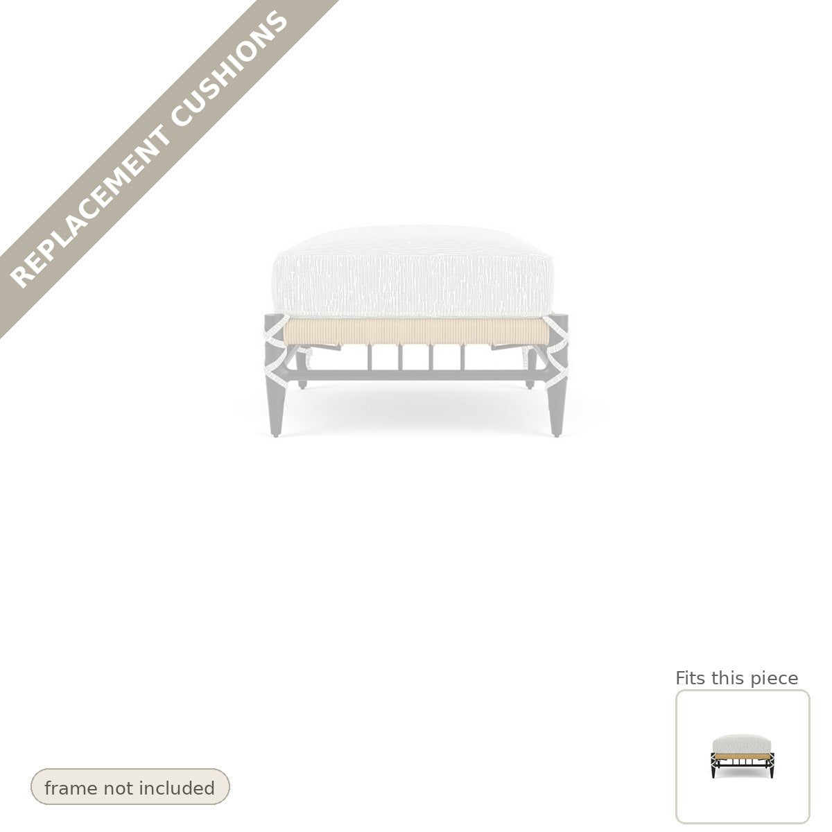 Cushions: Replacement Cushions For Low Country Outdoor Ottoman - Made to Order in the USA