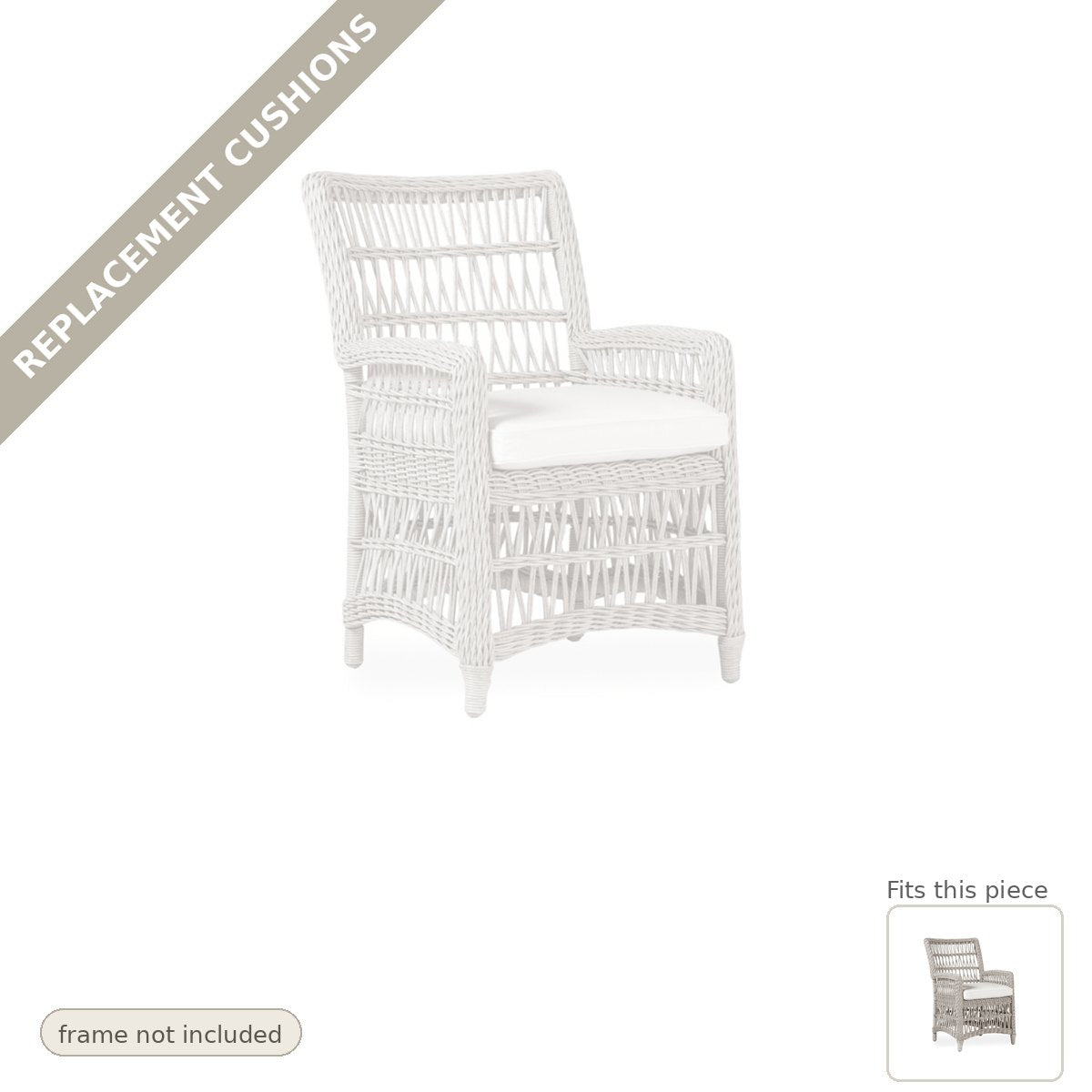 Cushions: Replacement Cushions for Mackinac Dining Armchair - Made to Order in the USA