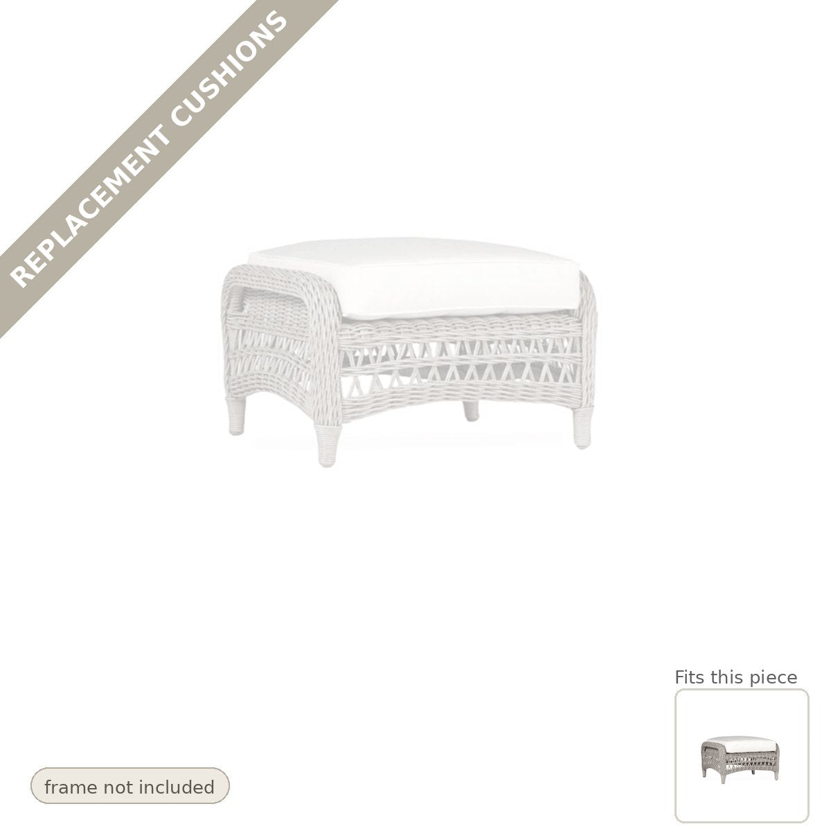 Cushions: Replacement Cushions for Mackinac Ottoman Outdoor - Made to Order in the USA