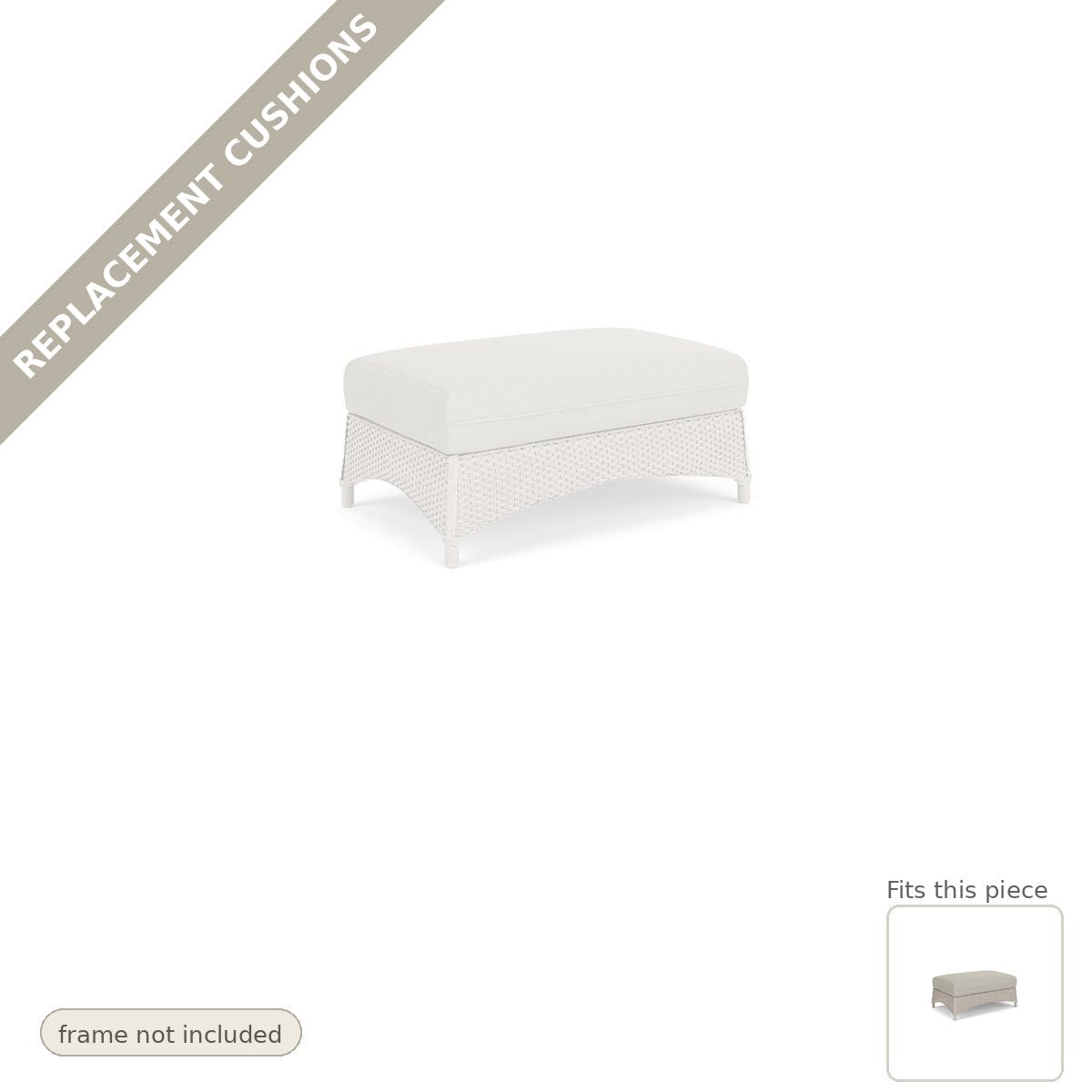Cushions: Replacement Cushions For Mandalay Outdoor Large Ottoman - Made to Order in the USA