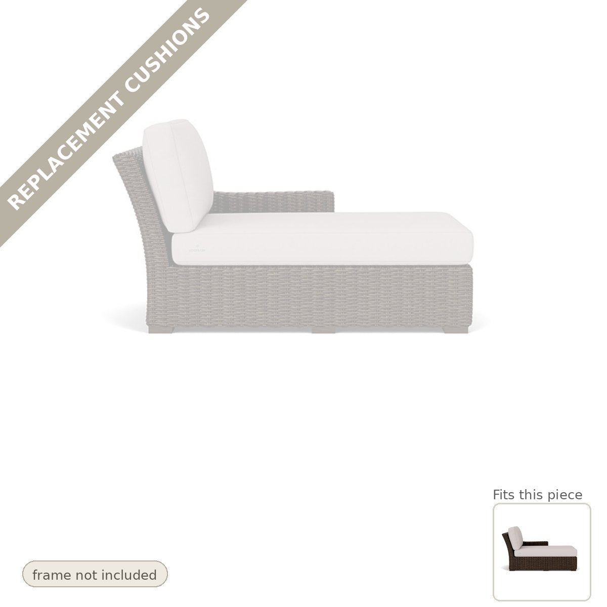 Cushions: Replacement Cushions For Mesa Outdoor Mesa Left Chaise - Made to Order in the USA
