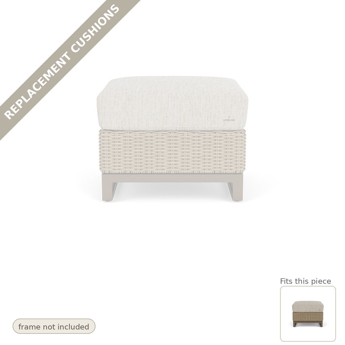 Cushions: Milan Outdoor Sunbrella Replacement Cushion For Ottoman - Made to Order in the USA