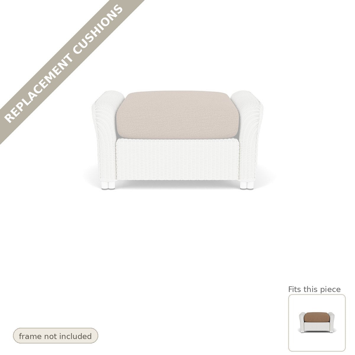 Cushions: Reflections Outdoor Replacement Cushions for Ottoman - Made to Order in the USA
