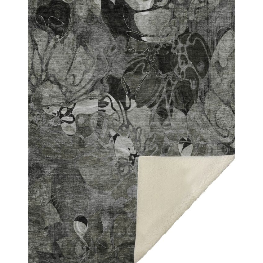 Floral Grey Washable Indoor-Outdoor Rug