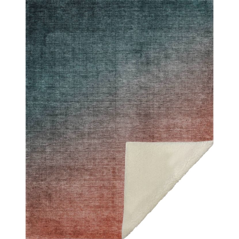 Ombre Teal Washable Indoor-Outdoor Rug