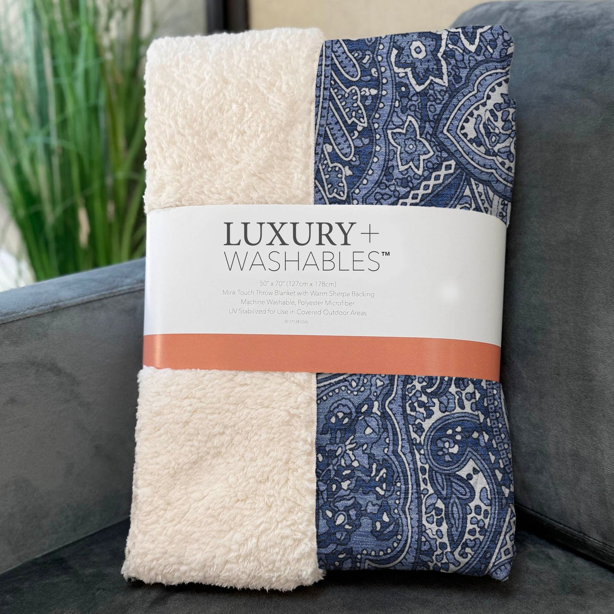 Woven Blocks Blue Washable Indoor-Outdoor Rug