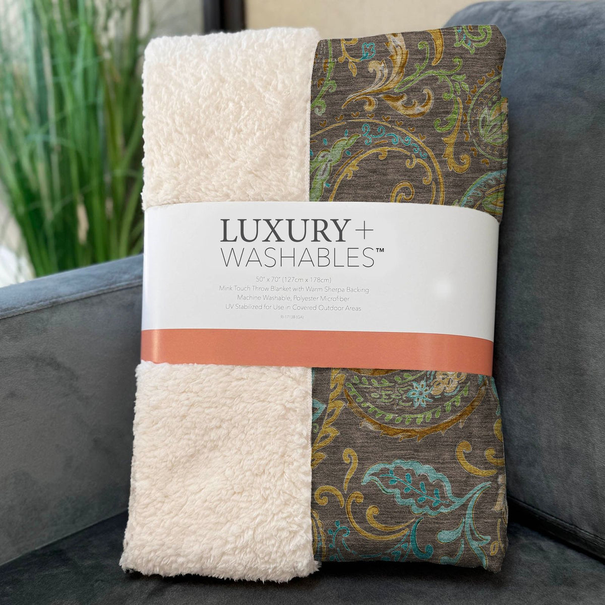 Paisley Brown Washable Indoor-Outdoor Rug
