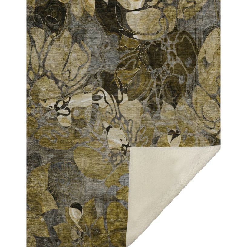 Floral Brown Washable Indoor-Outdoor Rug