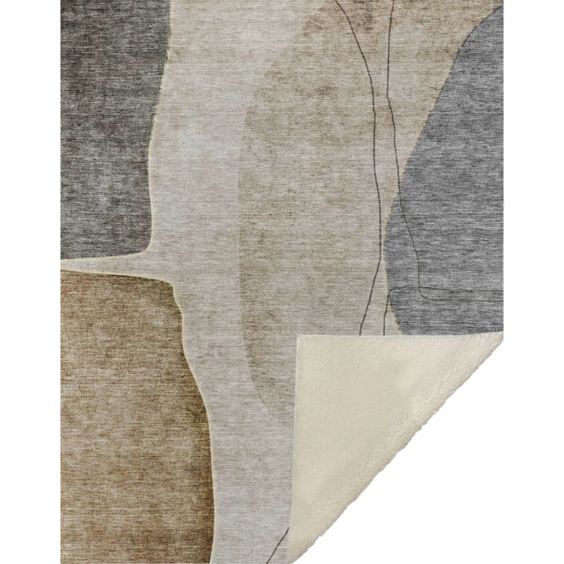 Modern Taupe Washable Indoor-Outdoor Rug