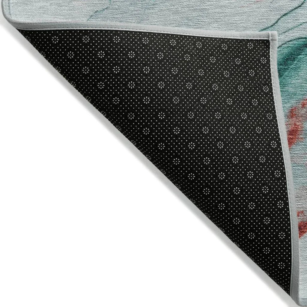 LOOMLAN Rugs Daeanor Teal Washable Indoor-Outdoor Rug