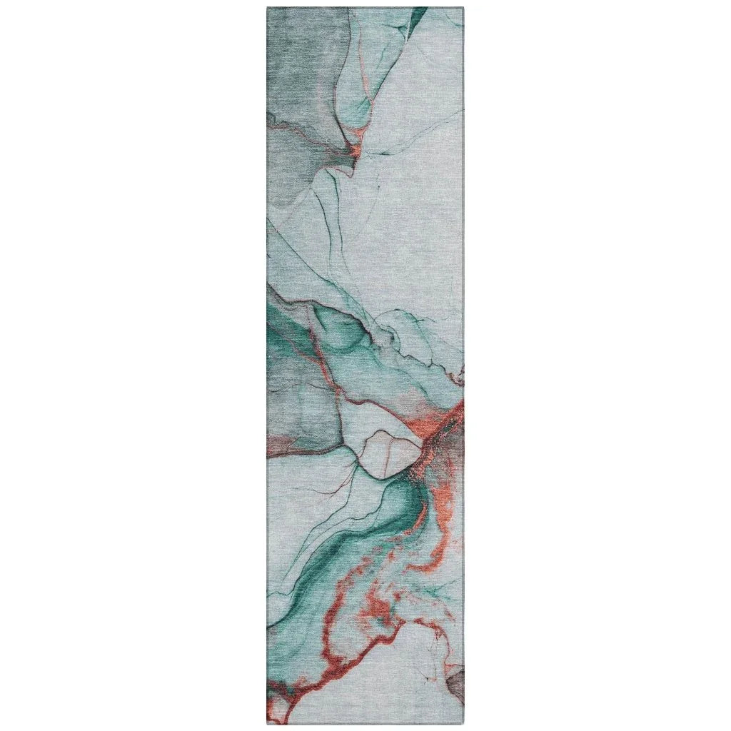 LOOMLAN Rugs Daeanor Teal Washable Indoor-Outdoor Rug