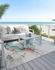 LOOMLAN Rugs Daeanor Teal Washable Indoor-Outdoor Rug
