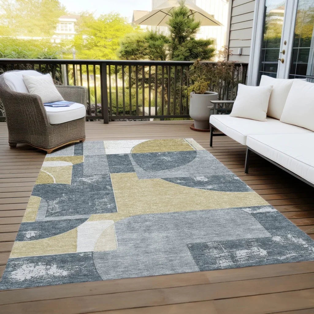 LOOMLAN Rugs Daeel Gray Washable Indoor-Outdoor Rug