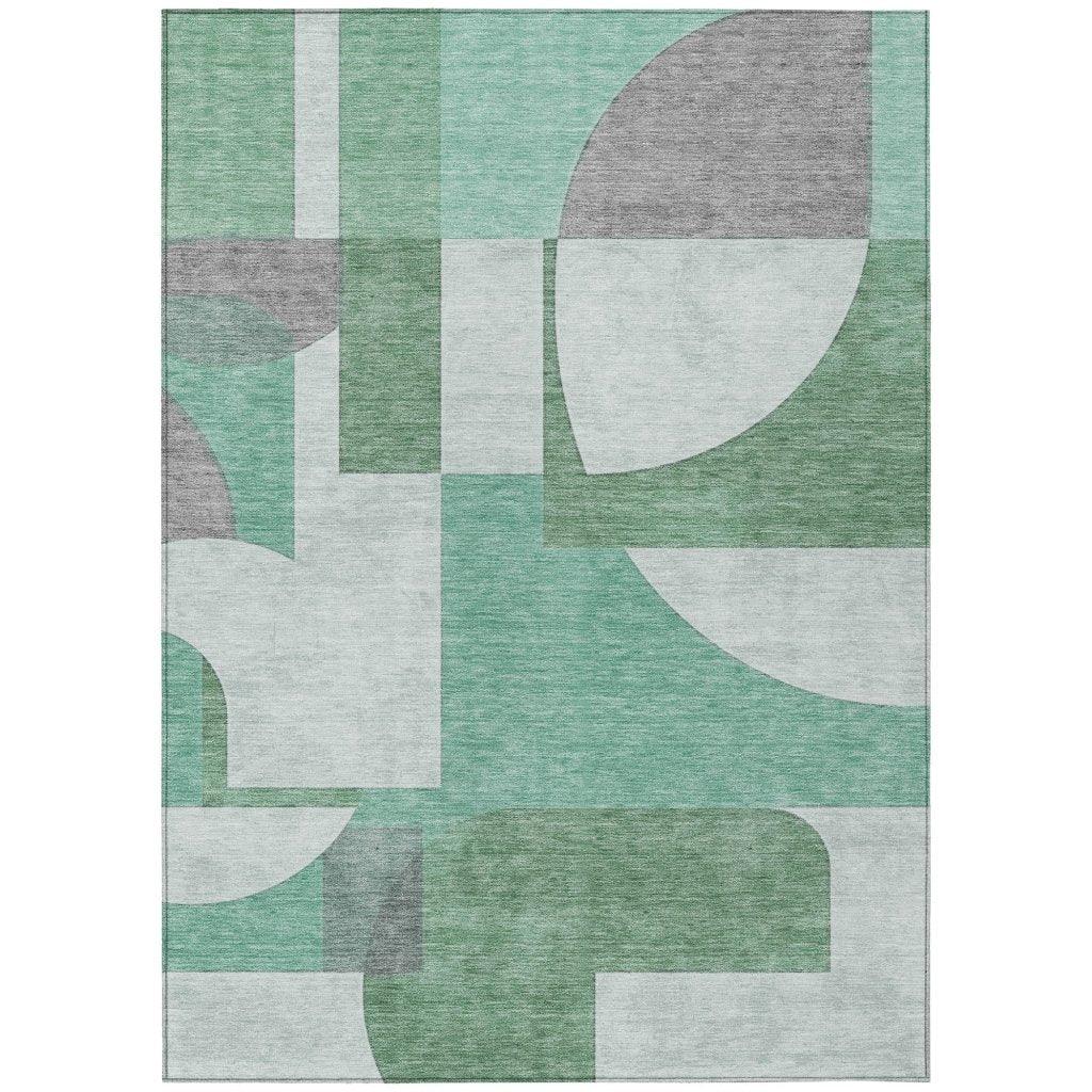LOOMLAN Rugs Daeel Green Washable Indoor-Outdoor Rug