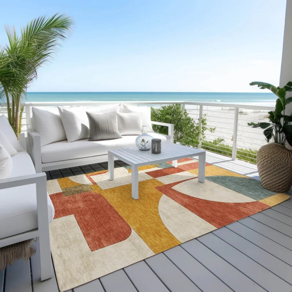LOOMLAN Rugs Daeel Orange Washable Indoor-Outdoor Rug
