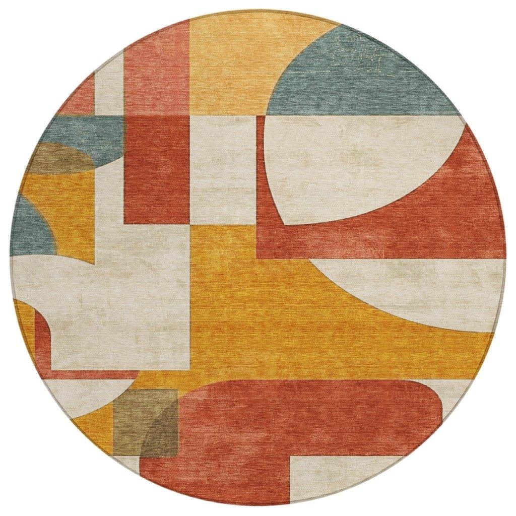 LOOMLAN Rugs Daeel Orange Washable Indoor-Outdoor Rug