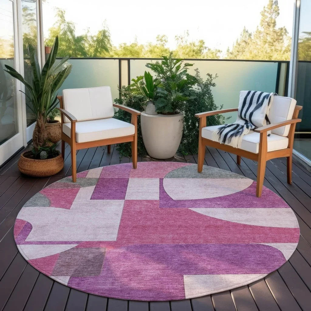 LOOMLAN Rugs Daeel Pink Washable Indoor-Outdoor Rug