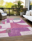 LOOMLAN Rugs Daeel Pink Washable Indoor-Outdoor Rug