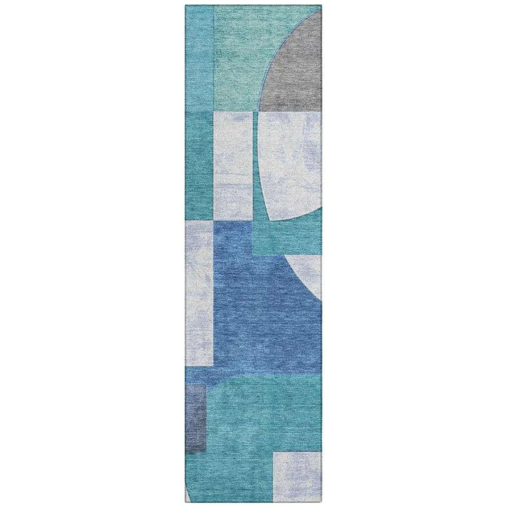 LOOMLAN Rugs Daeel Teal Washable Indoor-Outdoor Rug