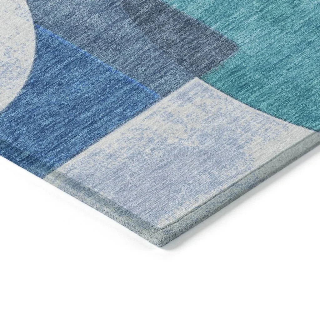 LOOMLAN Rugs Daeel Teal Washable Indoor-Outdoor Rug