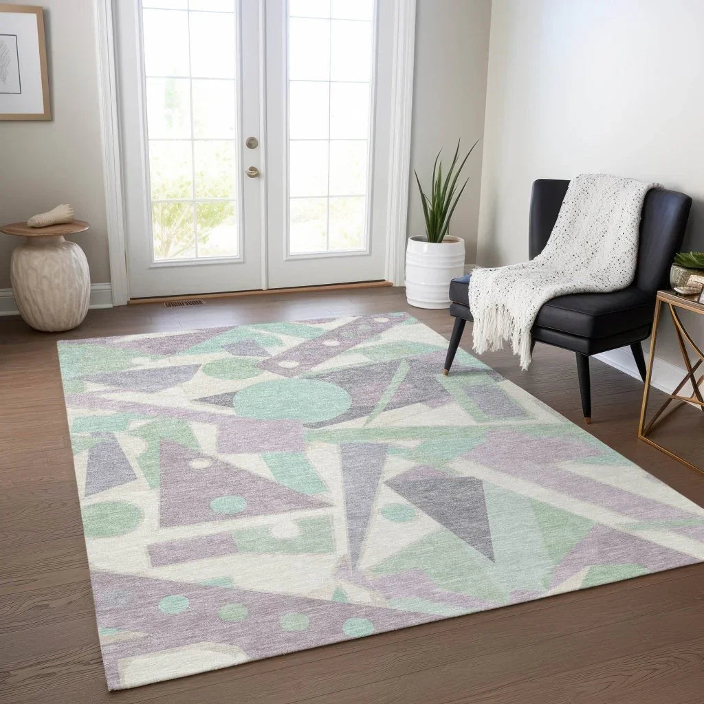 LOOMLAN Rugs Daeir Lilac Washable Indoor-Outdoor Rug