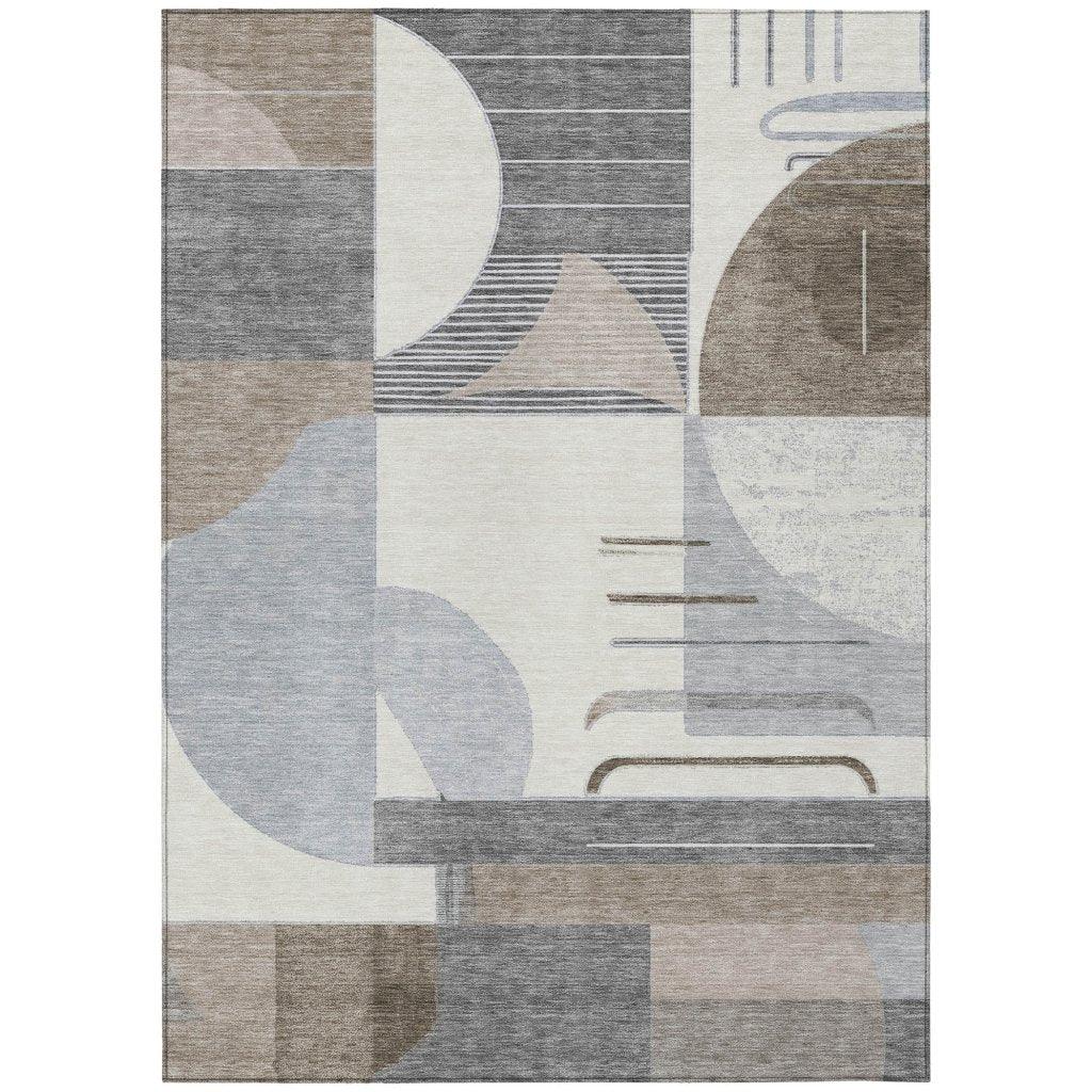 LOOMLAN Rugs Daeira Brown Washable Indoor-Outdoor Rug