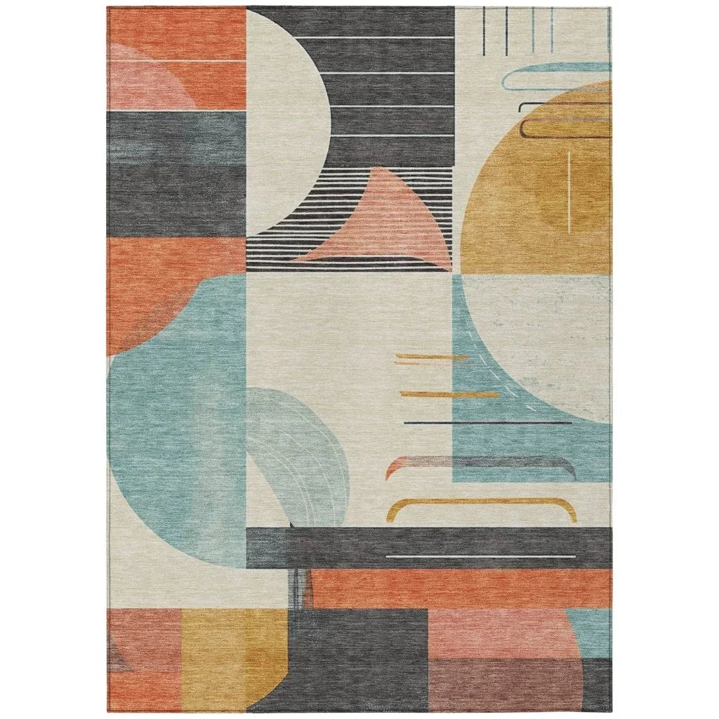 LOOMLAN Rugs Daeira Gray Washable Indoor-Outdoor Rug