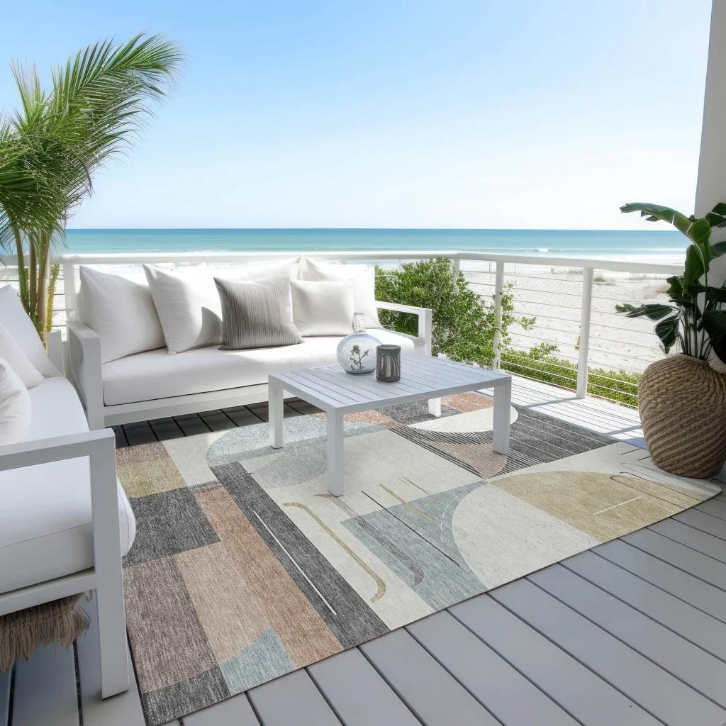 LOOMLAN Rugs Daeira Orange Washable Indoor-Outdoor Rug