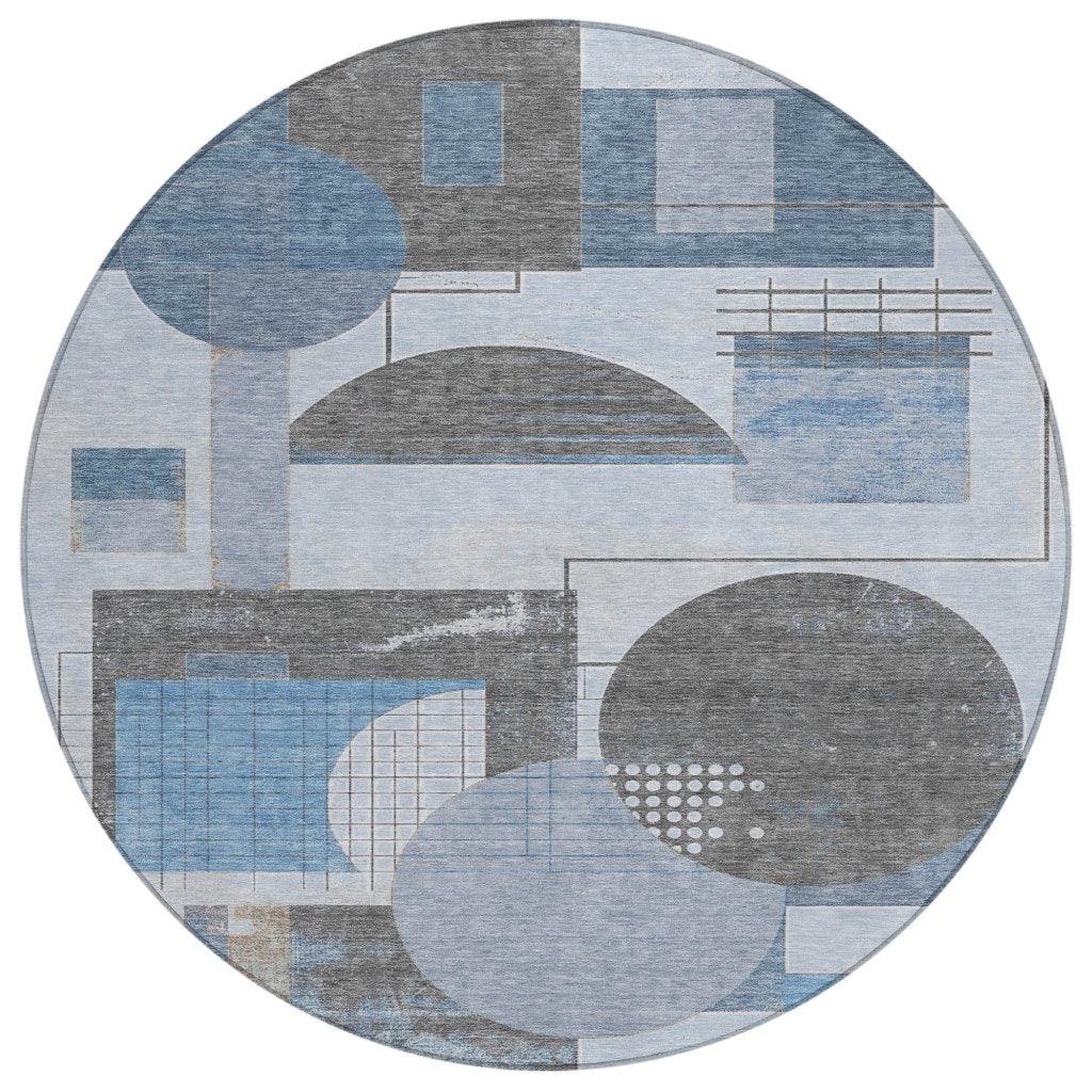 LOOMLAN Rugs Daeon Blue Washable Indoor-Outdoor Rug