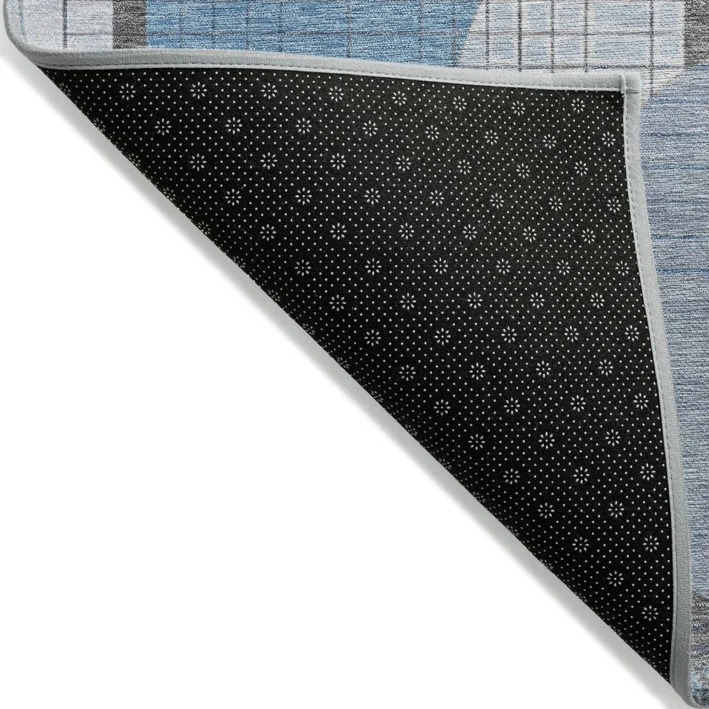 LOOMLAN Rugs Daeon Blue Washable Indoor-Outdoor Rug