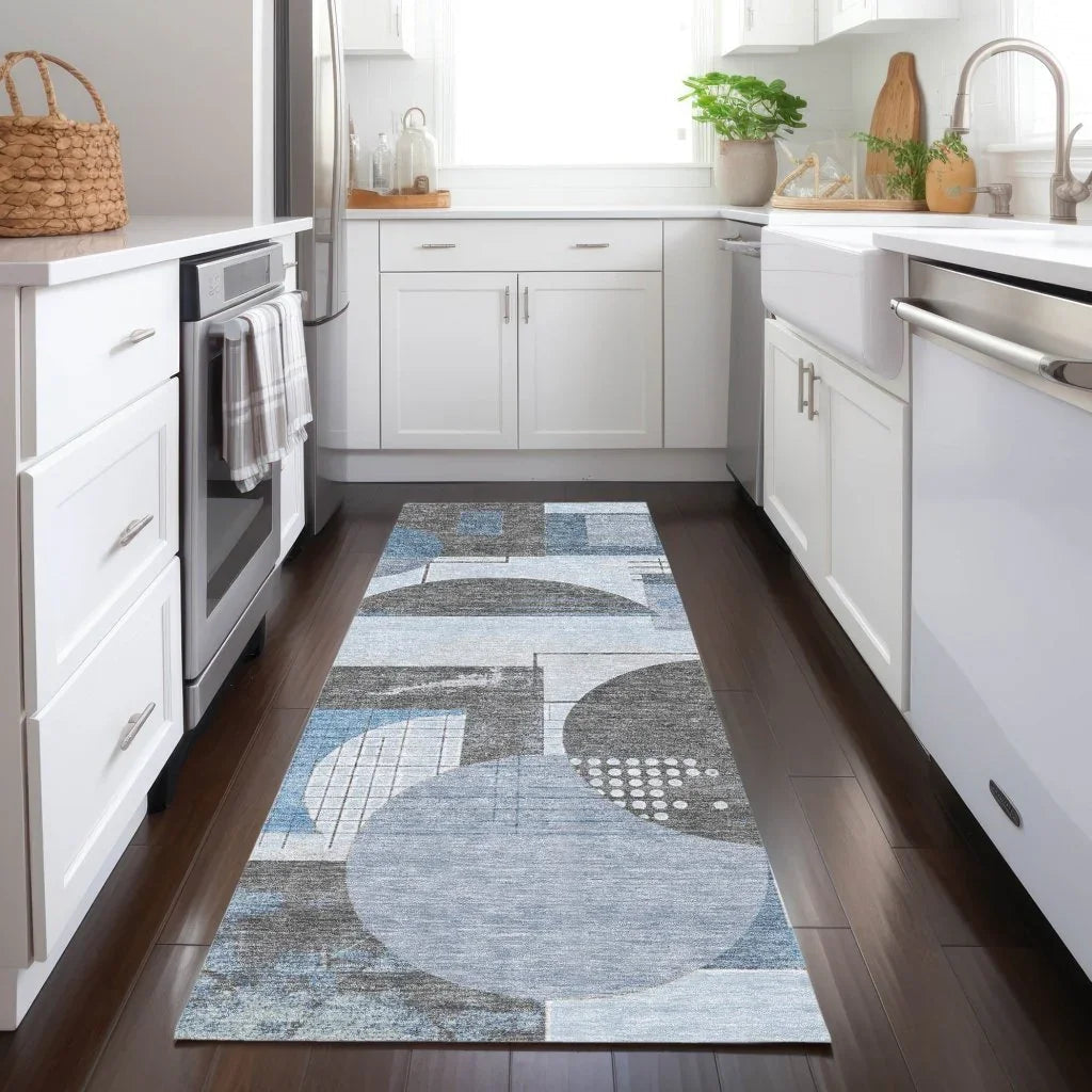 LOOMLAN Rugs Daeon Blue Washable Indoor-Outdoor Rug