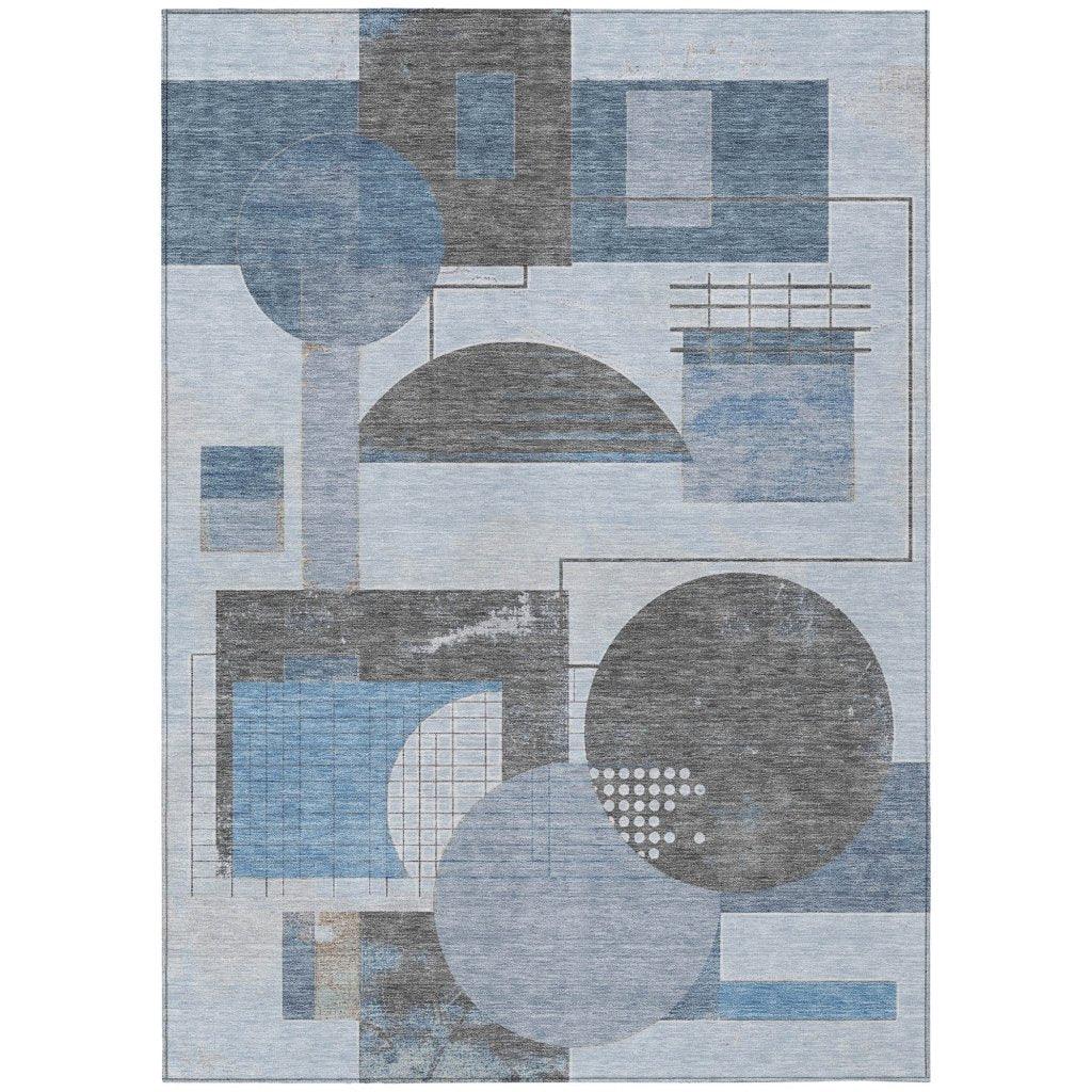 LOOMLAN Rugs Daeon Blue Washable Indoor-Outdoor Rug