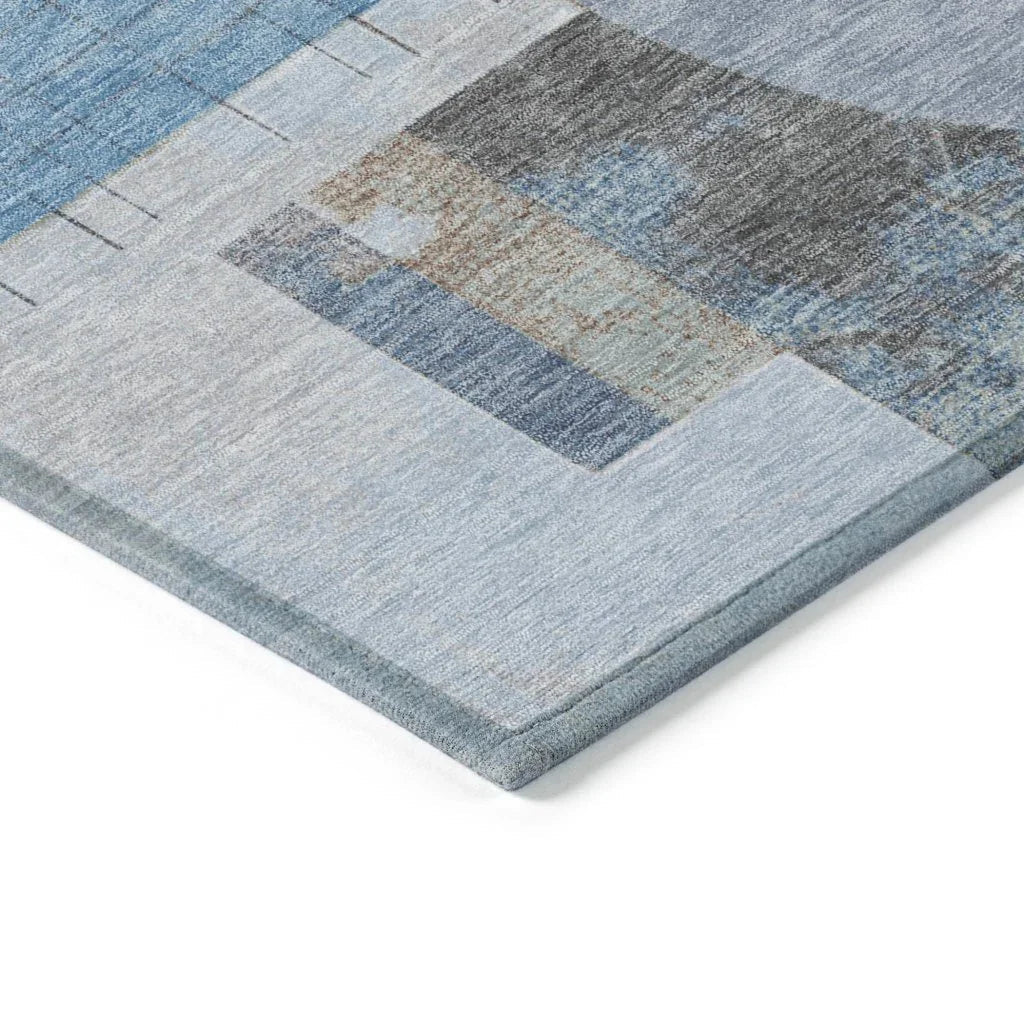 LOOMLAN Rugs Daeon Blue Washable Indoor-Outdoor Rug