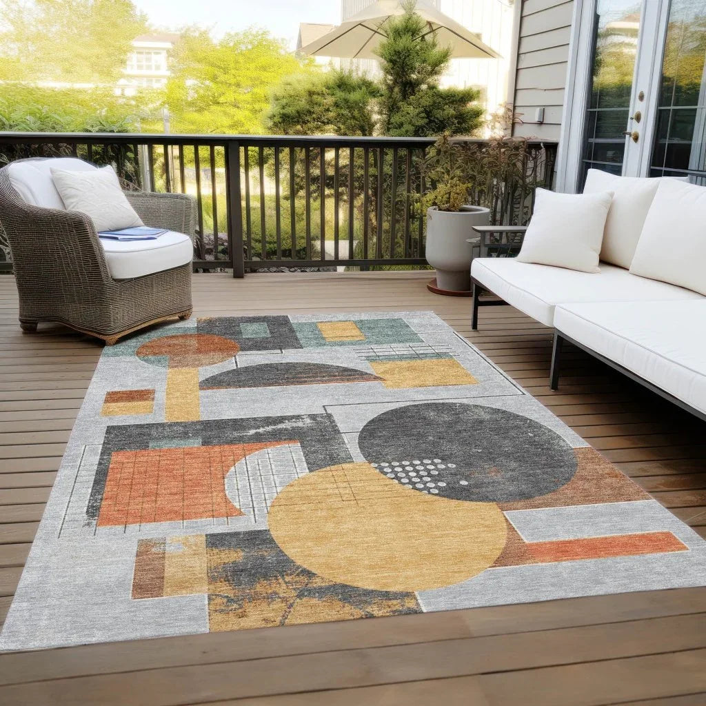 LOOMLAN Rugs Daeon Gray Washable Indoor-Outdoor Rug