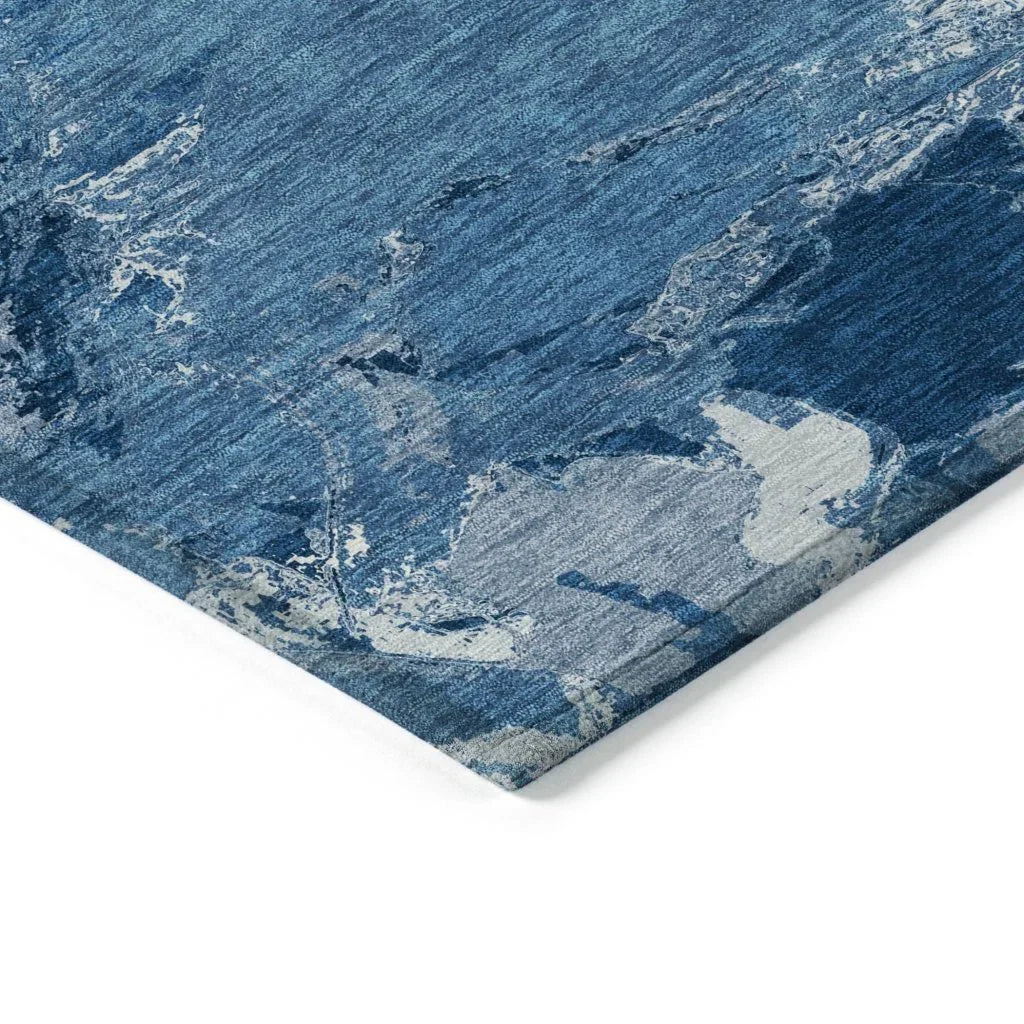 LOOMLAN Rugs Dahlina Blue Washable Indoor-Outdoor Rug