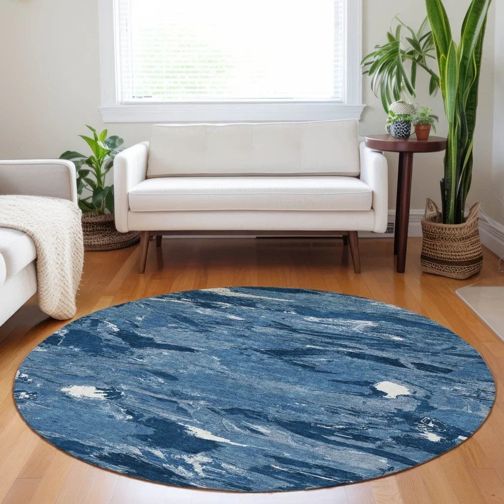 LOOMLAN Rugs Dahlina Blue Washable Indoor-Outdoor Rug