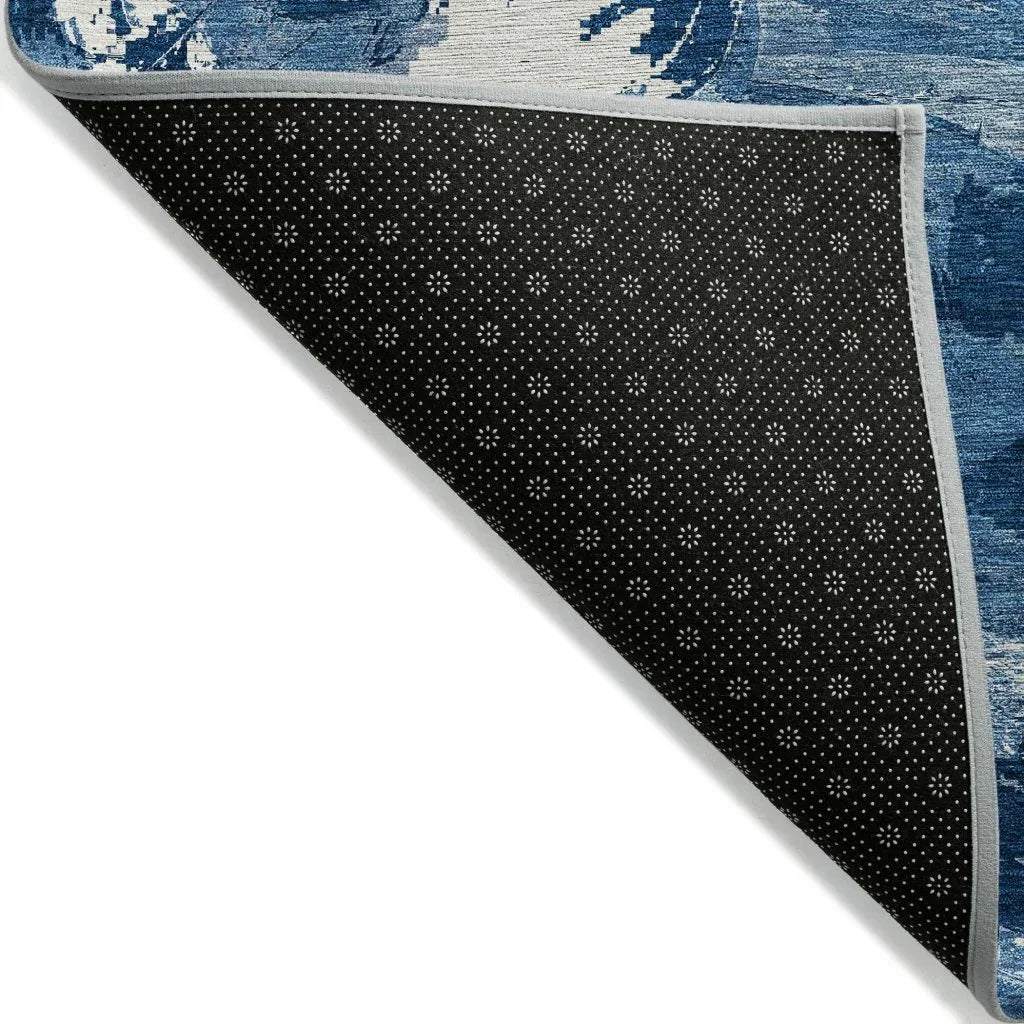 LOOMLAN Rugs Dahlina Blue Washable Indoor-Outdoor Rug