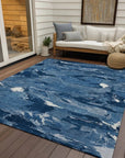 LOOMLAN Rugs Dahlina Blue Washable Indoor-Outdoor Rug