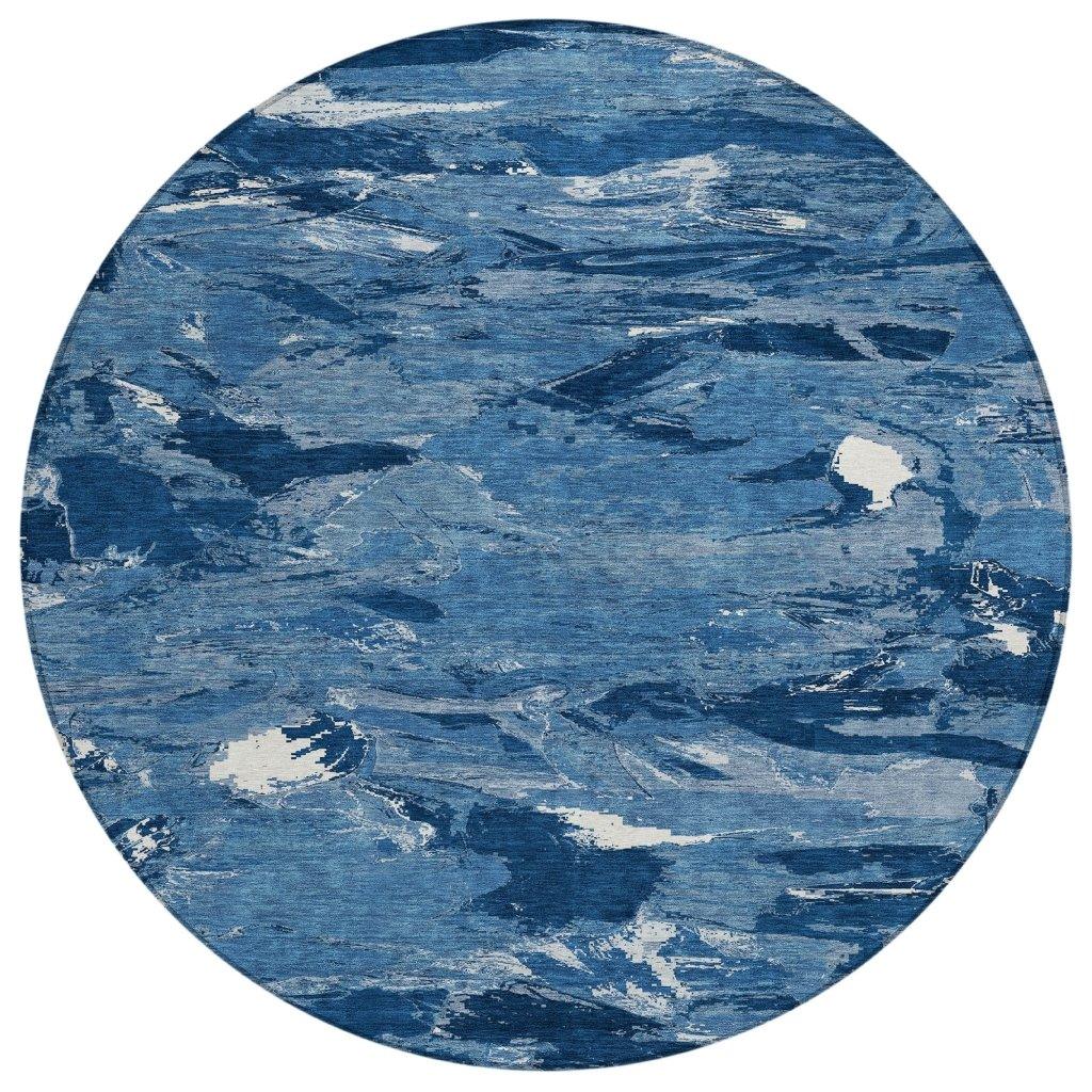 LOOMLAN Rugs Dahlina Blue Washable Indoor-Outdoor Rug