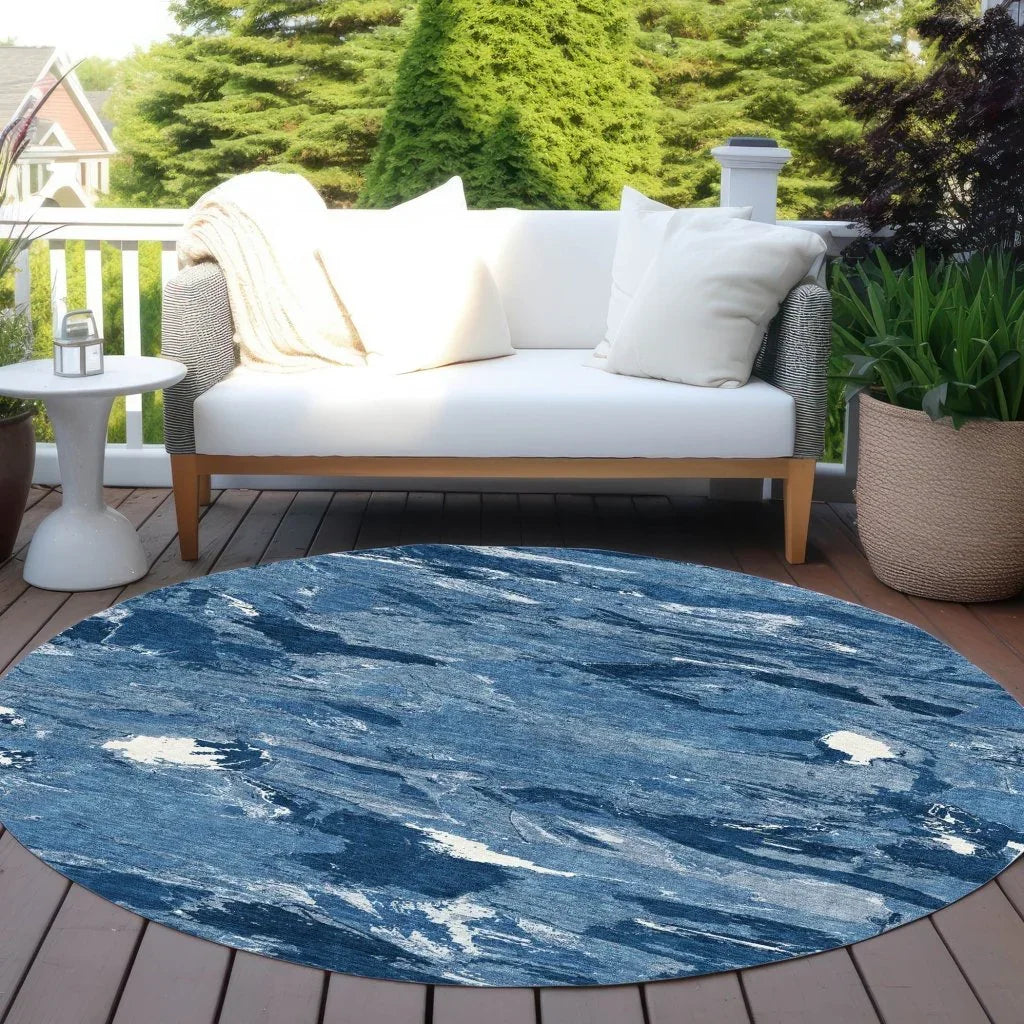 LOOMLAN Rugs Dahlina Blue Washable Indoor-Outdoor Rug