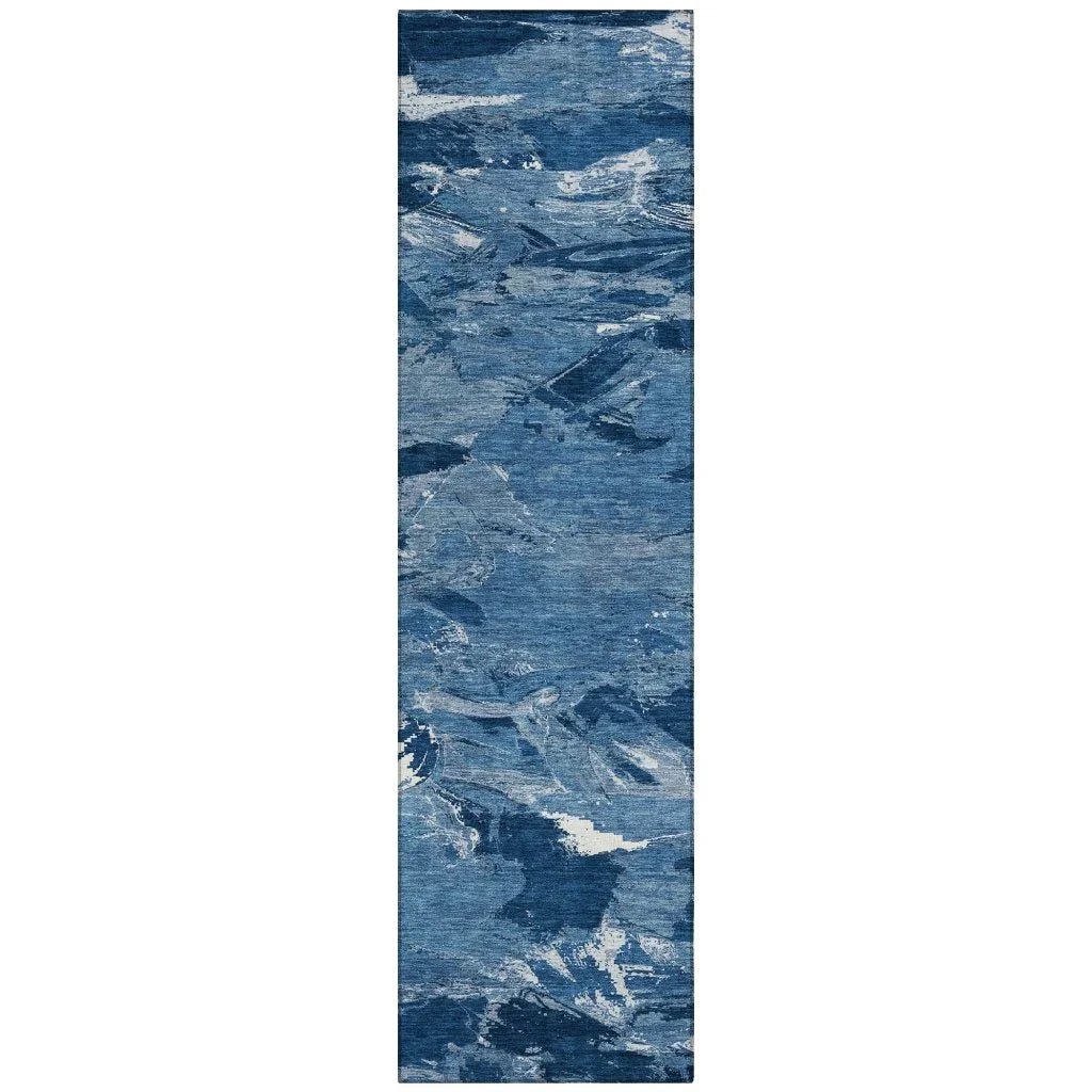 LOOMLAN Rugs Dahlina Blue Washable Indoor-Outdoor Rug