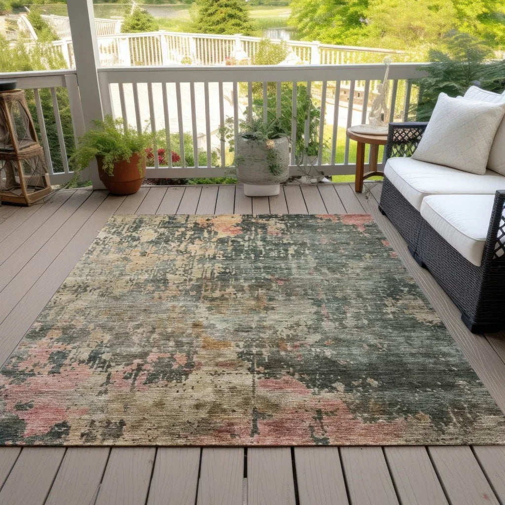 LOOMLAN Rugs Danira Green Washable Indoor-Outdoor Rug