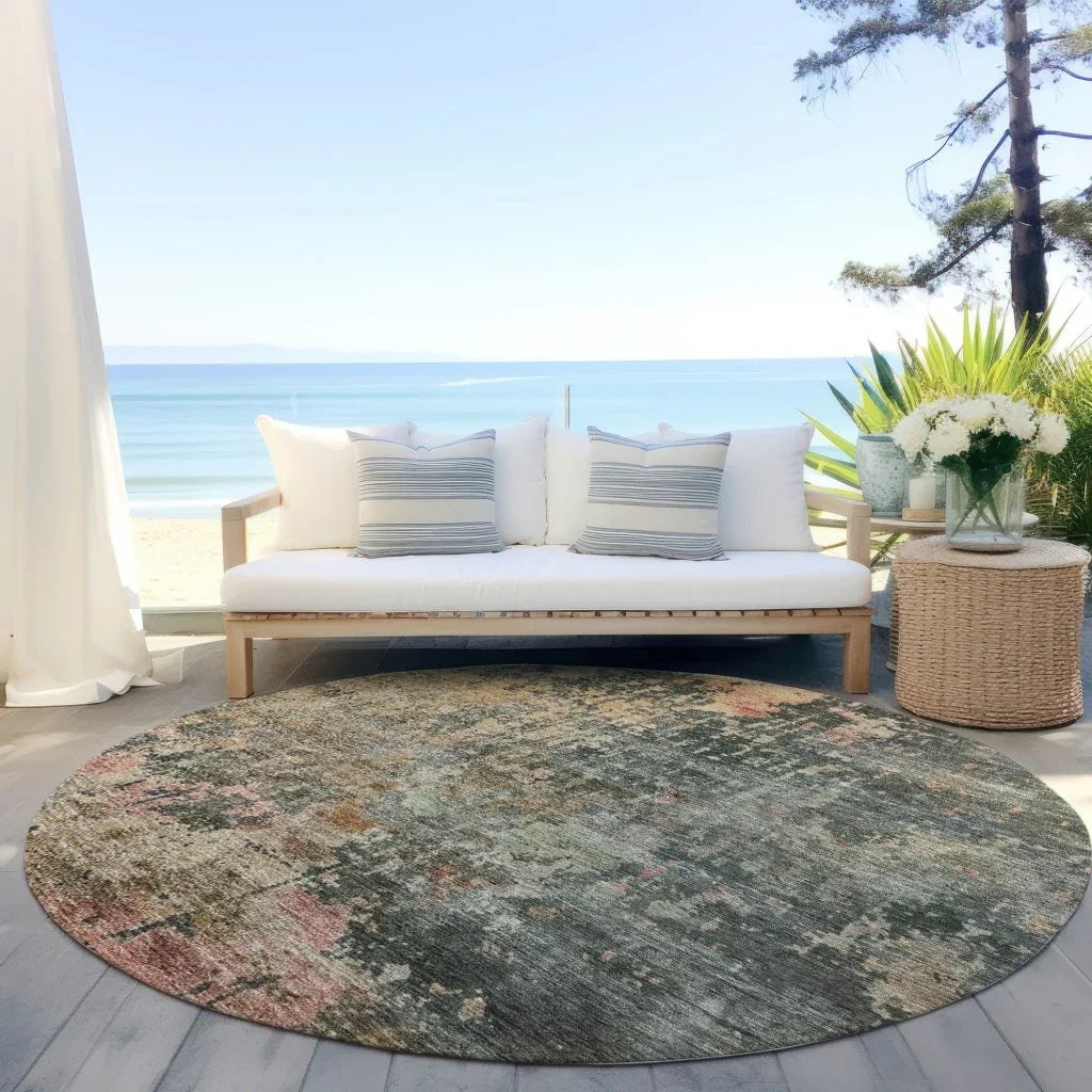 LOOMLAN Rugs Danira Green Washable Indoor-Outdoor Rug