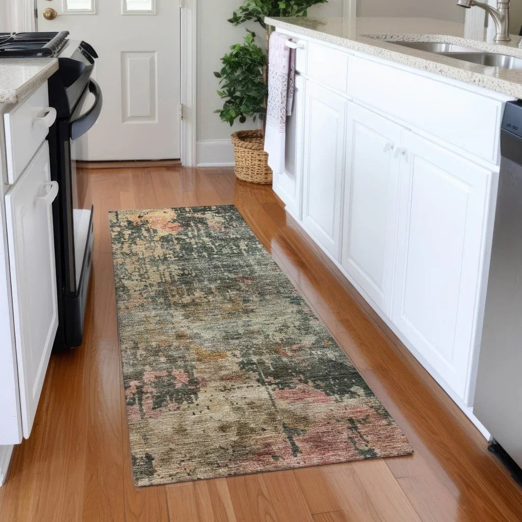 LOOMLAN Rugs Danira Green Washable Indoor-Outdoor Rug