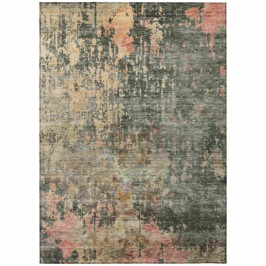 LOOMLAN Rugs Danira Green Washable Indoor-Outdoor Rug