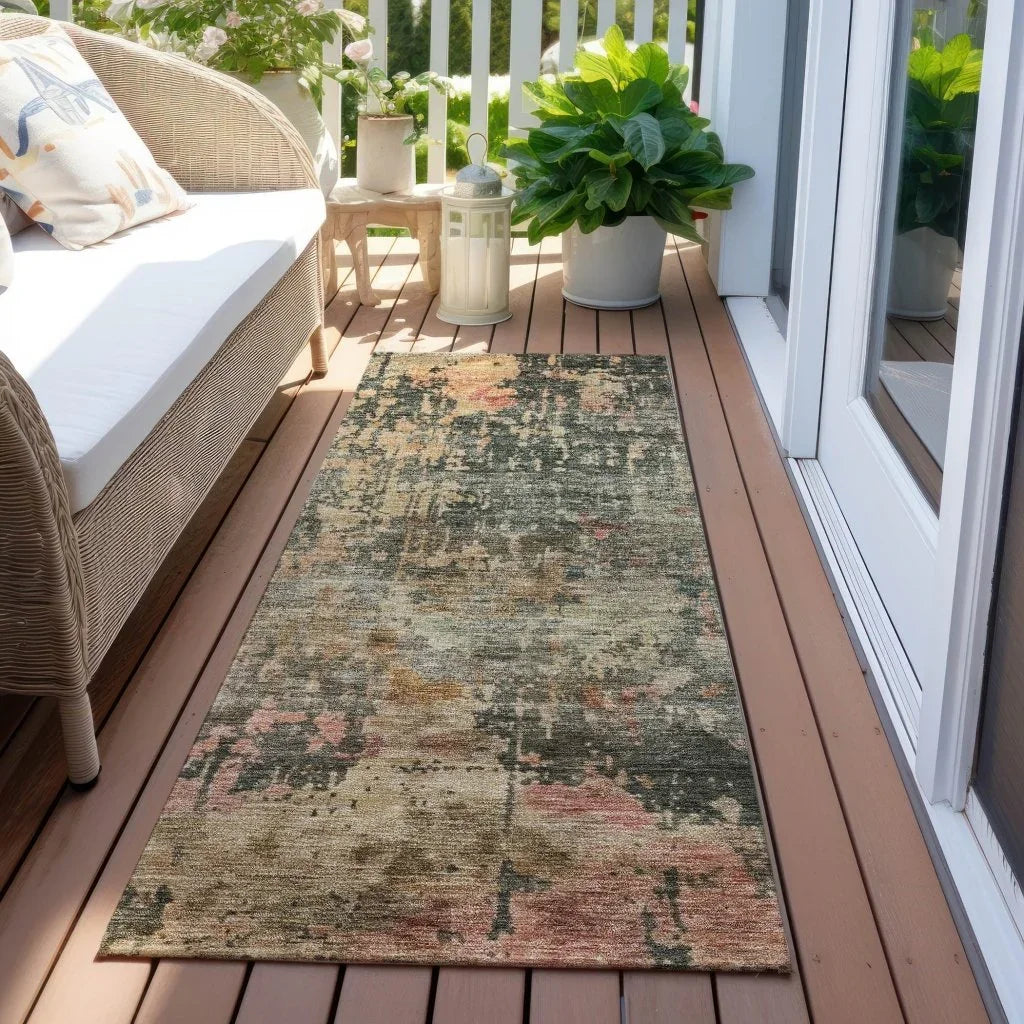 LOOMLAN Rugs Danira Green Washable Indoor-Outdoor Rug