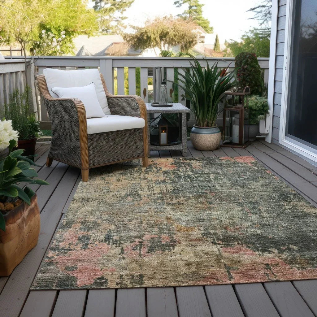 LOOMLAN Rugs Danira Green Washable Indoor-Outdoor Rug