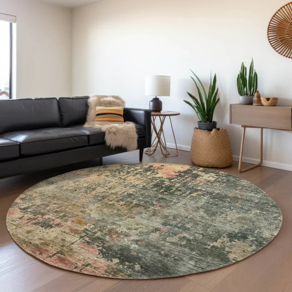 LOOMLAN Rugs Danira Green Washable Indoor-Outdoor Rug
