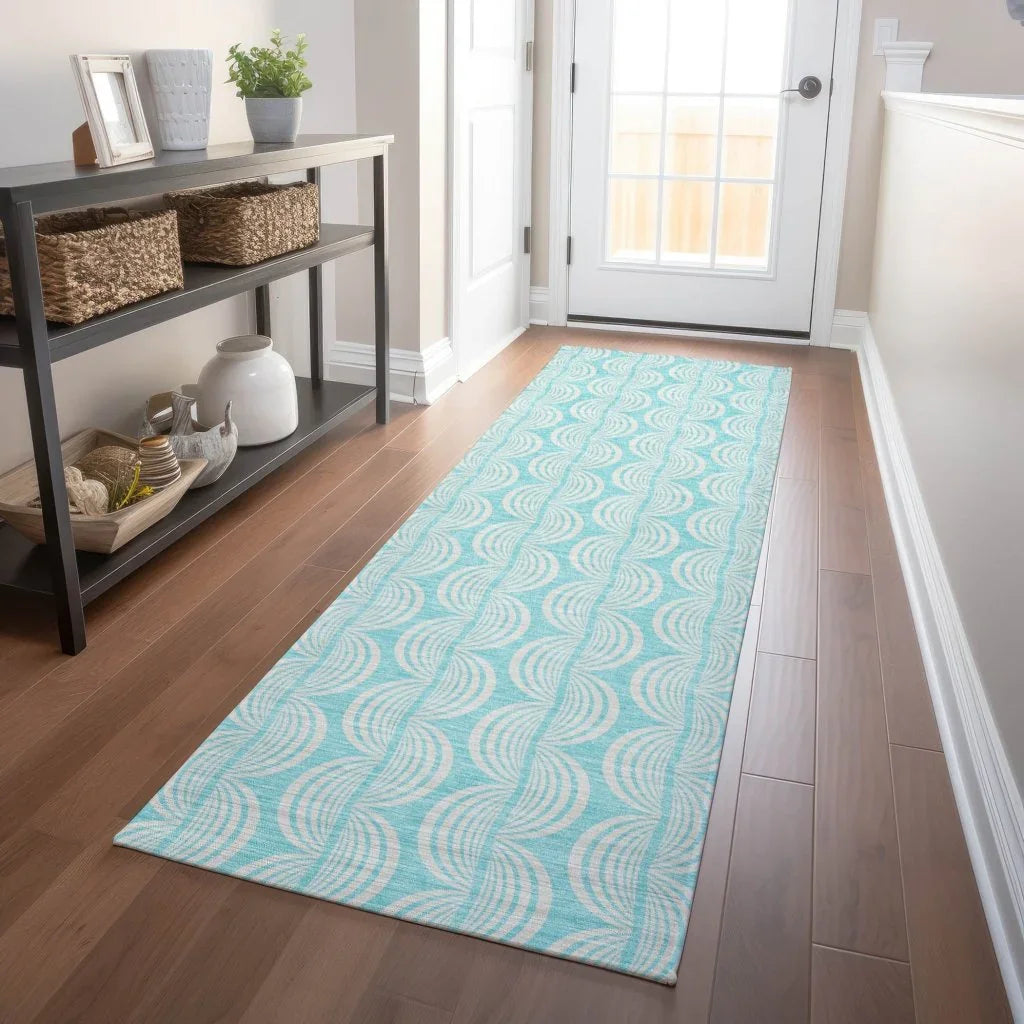 LOOMLAN Rugs Darya Teal Washable Indoor-Outdoor Rug